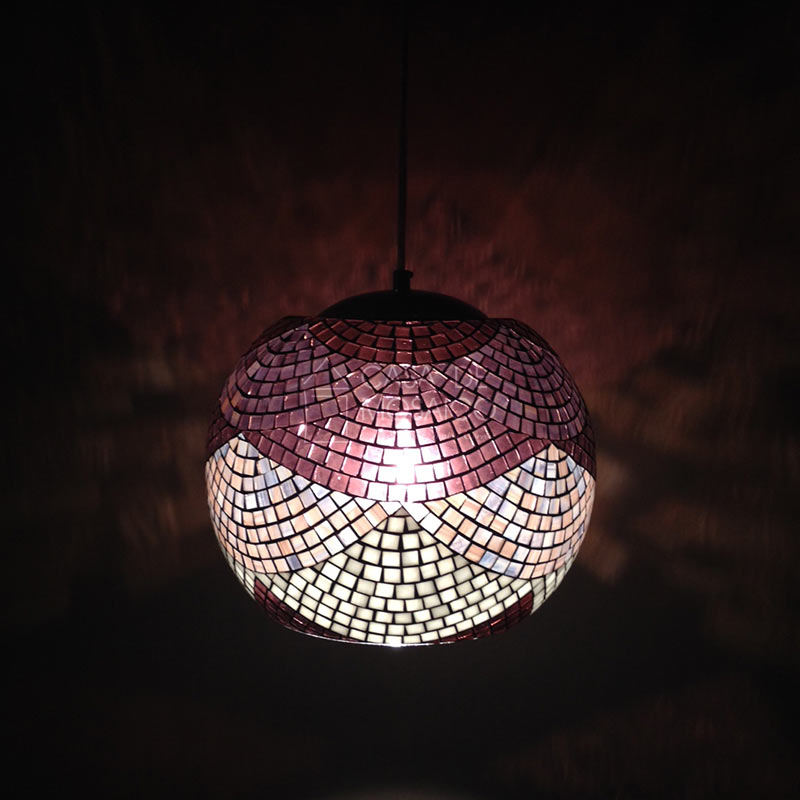 Luminária Renda – pendente redondo em mosaico de vidro