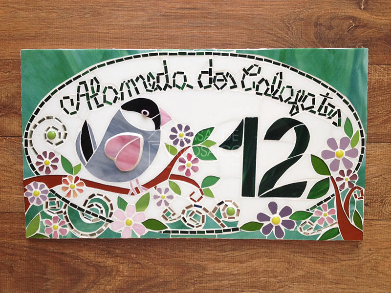 Número em mosaico para residência (45×25 cm) – Calafates